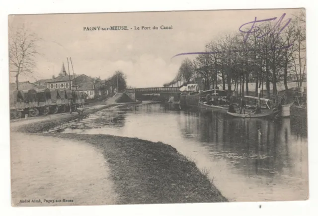 CPA 55 - PAGNY-sur-MEUSE : LE PORT DU CANAL (MEUSE) ÉCRITE le 26-05-1915 - WW1