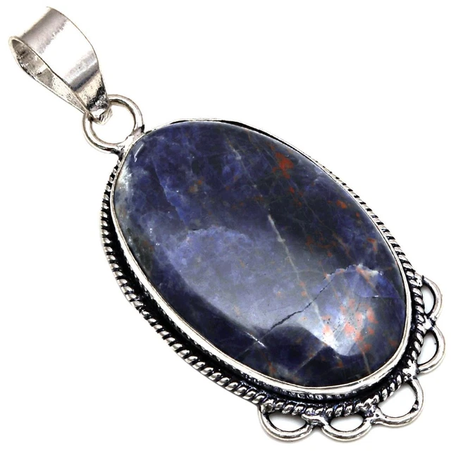 Pendant Sodalite Gemstone Gift For Her 925 Silver Jewelry 2.25"