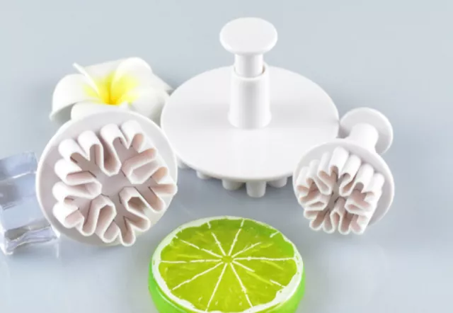 Set of 3 Snowflake Plunger Cookie Cutters Baking Fondant Biscuit Tool Mould Mold