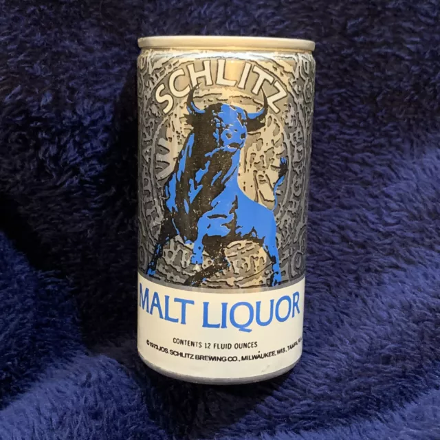 Schlitz Malt Liquor 12 oz. Aluminum Beer Can Pull Tap Top Opened Empty 1970’s