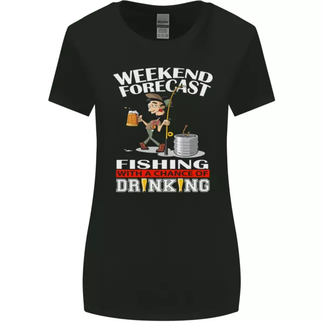 T-shirt donna taglio più largo Fishing Weekend Forecast Funny Fisherman