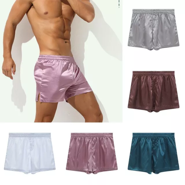 Slip boxer eleganti da uomo raso lucido fondo spiaggia pigiama abiti da notte gr