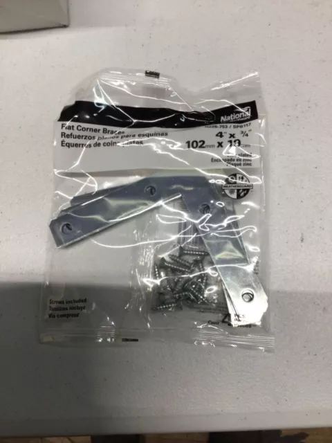 National Hardware-N226-647 Wide Inside Corner Braces 1-1/2" x 3/4" *20 -4 Packs*
