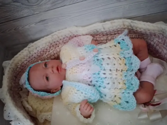 Baby or Reborn Doll Gift Set Newborn Dress, Cardigan And Headband/hat