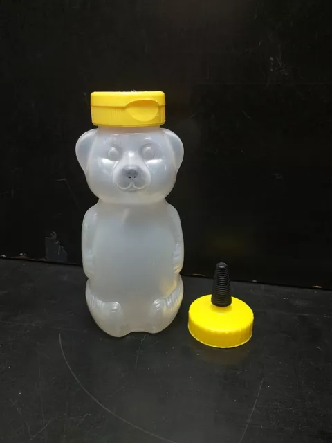 Vintage Used Honey Bear Squeeze Bottle Plastic Parker 5.5" tall & Extra Lid