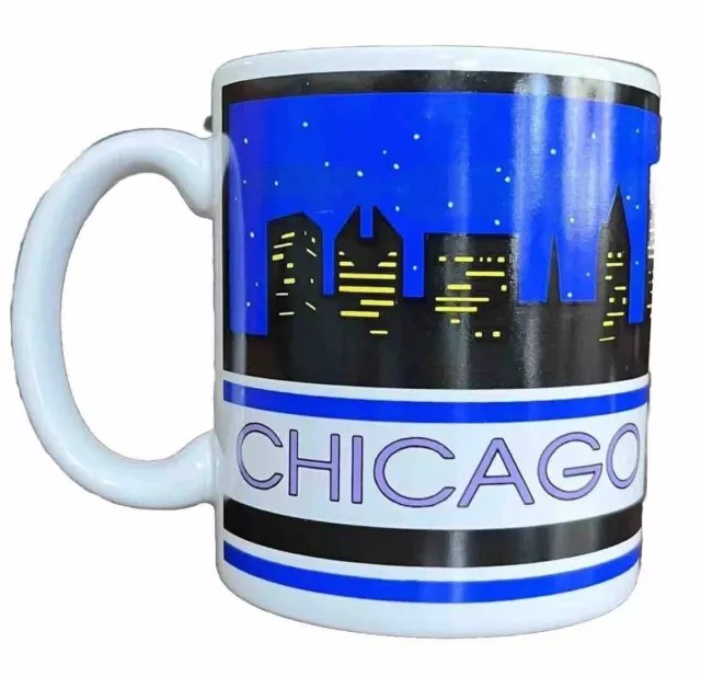 Vintage 90’s Chicago Night Skyline Mug Papel No. 47692 Thailand