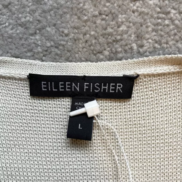 Eileen Fisher Shaped Jacket Womens Large Bone Beige Silk Cotton Interlock READ* 3