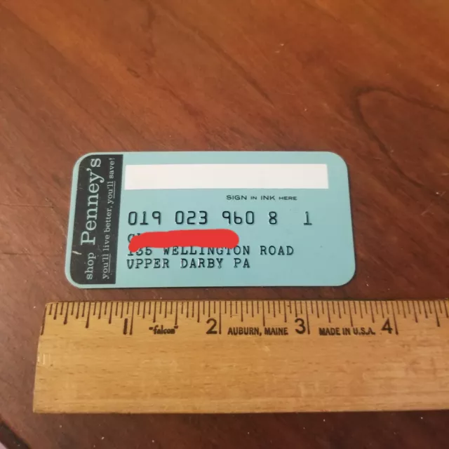 Vintage JC Penney Penney's Department Store Plastic Charge Plate Credit Card