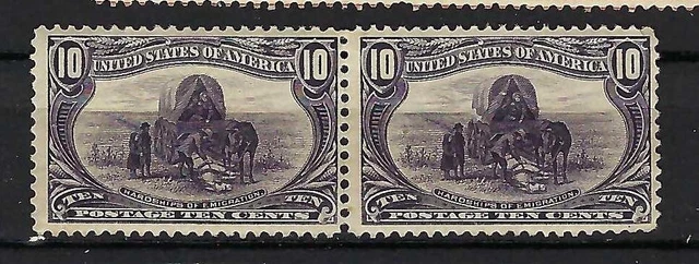 Mint F-VF #290 pair of 10¢ 1898 Trans-Mississippi Expo "Hardships of Emigration" Mint F-VF #290 pair of 10¢ 1898 Trans-Mississippi Expo "Hardships of Emigration"
