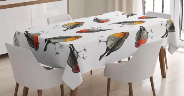 Bird Print Tablecloth Robin Redbreast Paint