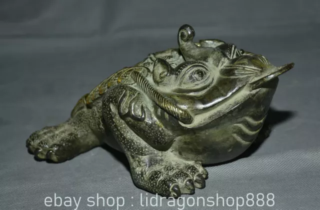 8.4" Chine Bronze  Feng Shui Crapaud Richesse Argent Chanceux Sculpture Statue