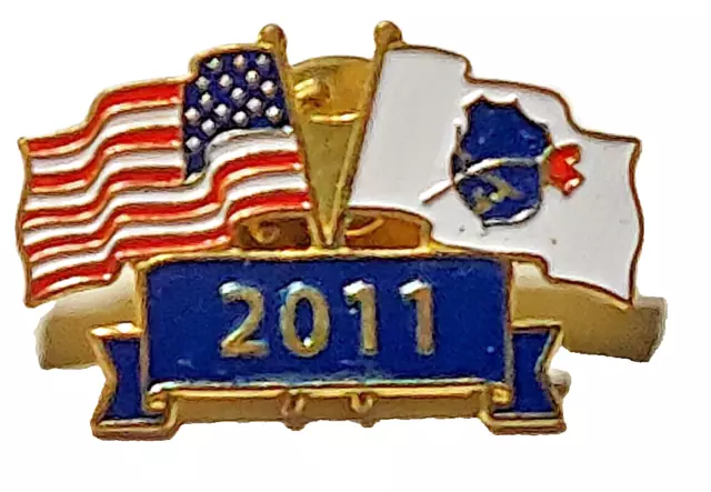 U.S.A./Rose Shield National Law Enforcement Memorial Dual Flags 2011 Lapel Pin