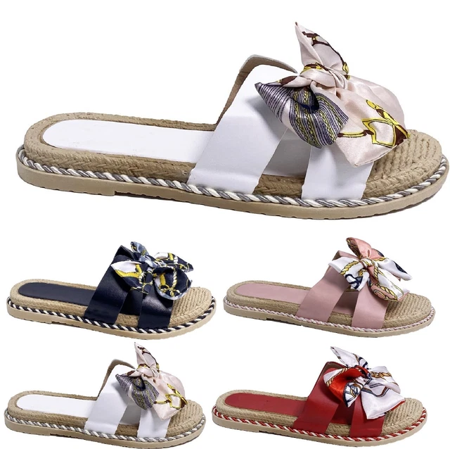 Donna Estivi da Infilare Piatto Moda Fiocco Sandali Sabot SANDALS Scarpe Taglia
