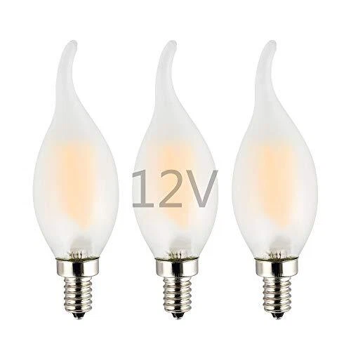 12 Volts Low Voltage LED Candelabra Bulb, AC/DC 12V, 6W 600Lm, Dimmable, Warm...