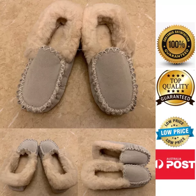 100% sheepskin UGG Beige moccasin slippers ladies size, Beige color, AU Stock