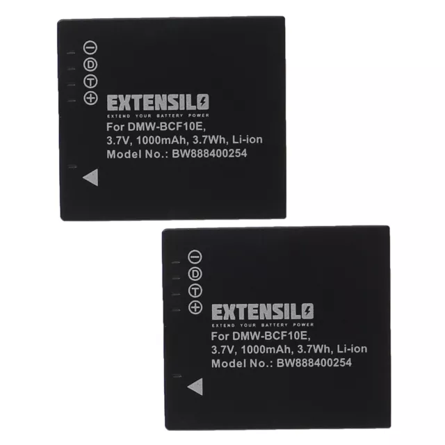 2 Batteries pour Panasonic Lumix DMC-FX550EB-K DMC-FX550EB-S 1000mAh