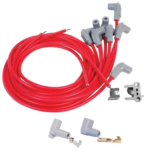 MSD; Universal; V8; Red; 8.5MM Spark Plug Wire Set; With 90&deg Angle Spark Plug