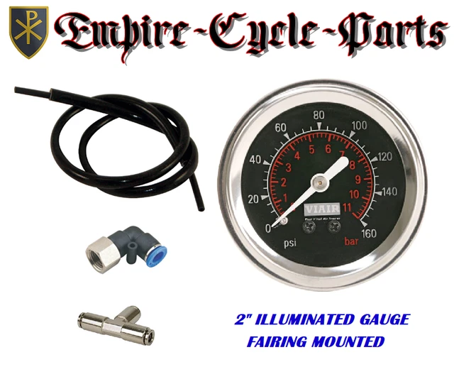 AIR PRESSURE GAUGE For Harley Air Ride Fairing Mounted Illunminated 2
