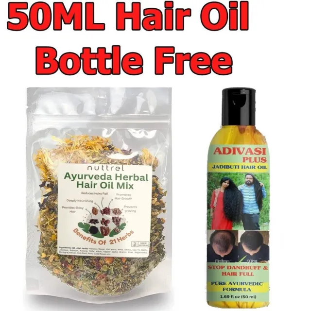 Mezcla de aceite para el cabello a base de hierbas (18 hierbas vitales) para largo, grueso y brillante