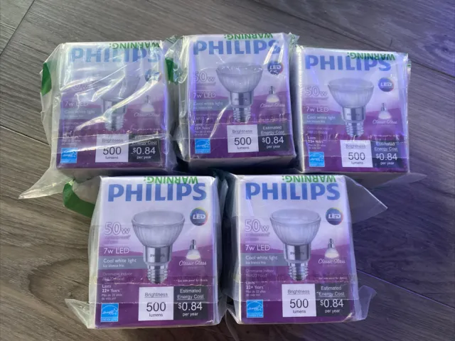 Lot of 5 Philips Light Bulb 471151 LED Single Optic Lamp, 7W, 120V, 4000K