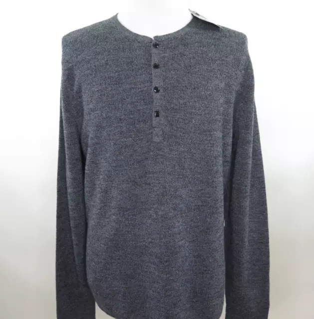 Rag Bone Garrett Mens Merino Wool Charcoal Gray Henley Sweater XXL 2XL NWT NEW 2