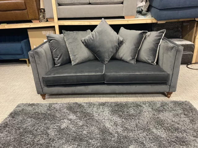 Swoon Style Willem/Bardot 3 Seater Sofa in Plush Grey Velvet RRP £1899