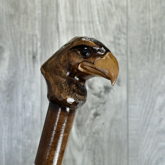 Bastone da passeggio in canna Legno intagliato a mano - Falcon / UK