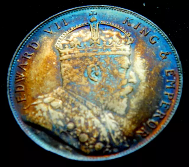 British Malaysia 1907(H) Silver Coin One Dollar Straits Settlement Edward VII.