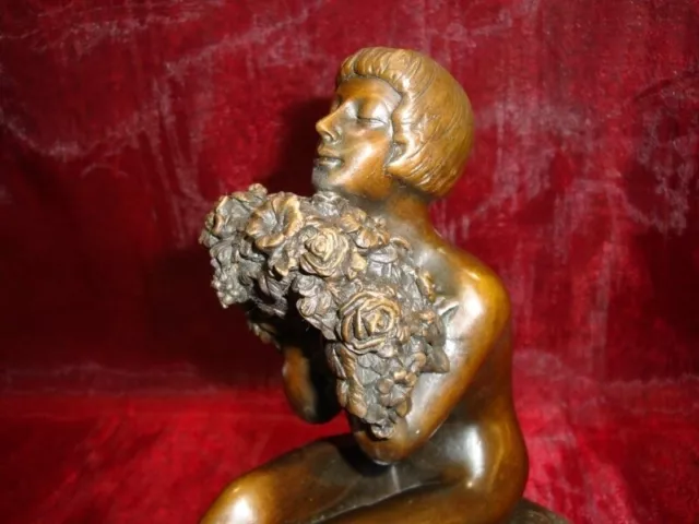 Estatua Damisela Sexy Art Deco Estilo Art Nouveau Estilo Bronce sólido 3