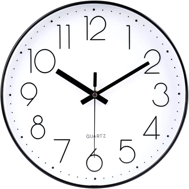 Jomparis Orologio Da Muro Silenzioso: Design Moderno Con Grandi Numeri 3D, Movimento Senza Ticchettio, Nero, Per Cucina E Camera Da Letto