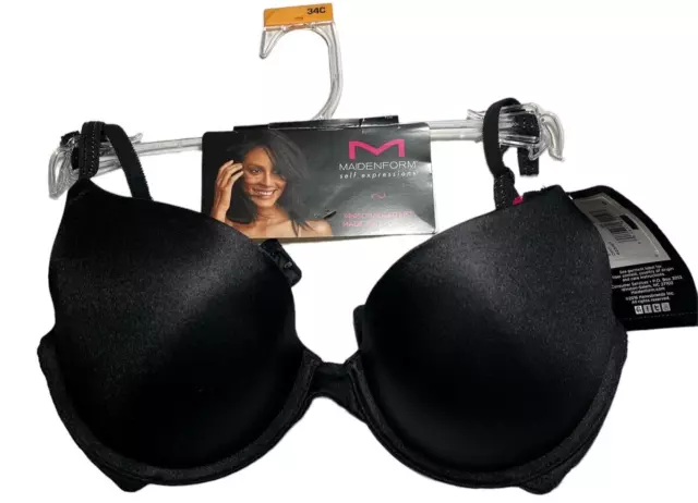 Maidenform Bra Womens 34C Black Self Expressions Custom Lift Tailored Underwire