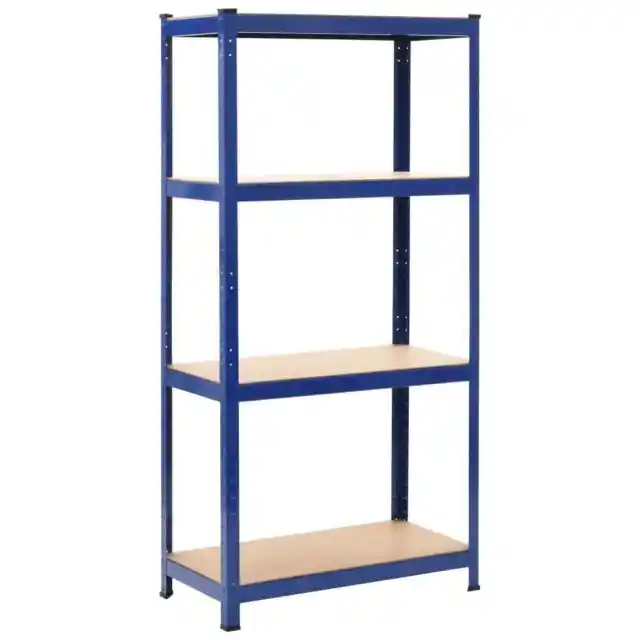 Estantería almacenaje 4 niveles azul madera contrachapada acero vidaXL
