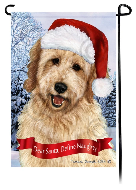 Dear Santa, Define Naughty Garden Flag - Buff Goldendoodle 065