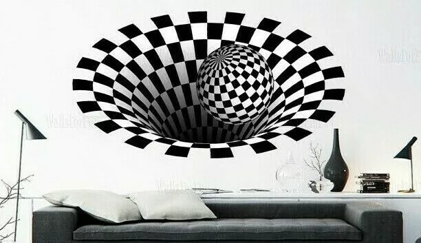 Optical illusion wall art Chess decor Illusion wall decal Creative gift idea 3d