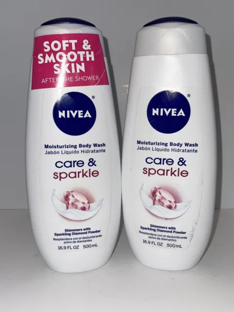 2 Pack NIVEA Care And Sparkle Shimmer With Sparkiling Diamond Powder 16.9oz RARE