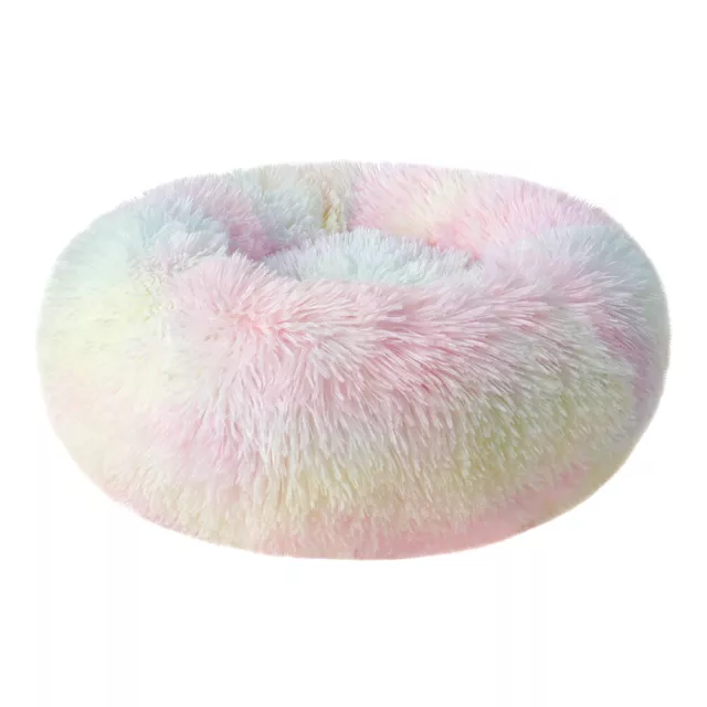 Fluffy Donut Pet Dog Cat Bed Plush Soft Warm Calming Sleeping Bed Round Cuddler 8