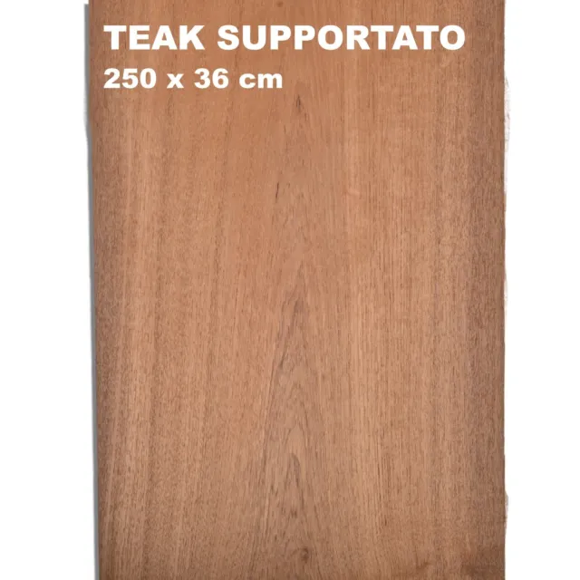 Impiallacciatura di Teak Supportata - 250 cm x 36 cm - Spessore 0,7 mm ca.
