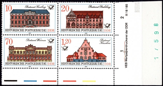 DDR 1987 Mi.Nr. 3067-3070 ** postfrisch Eckrand mit DV Druckvermerk