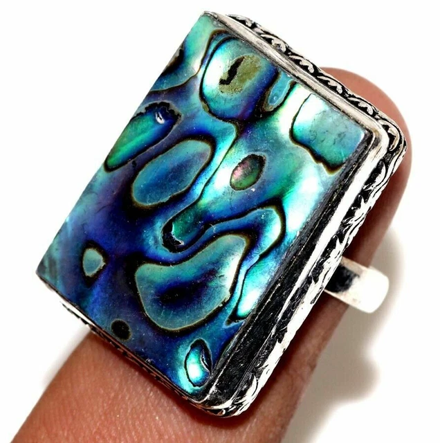 Bague Imposante En Argent 925 Avec Incrustation D'Abalone - Neuf Sans Écrin