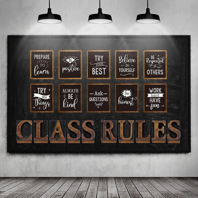 20 PCS CLASSROOM Bulletin Board Posters Class Rules Letter Motivational