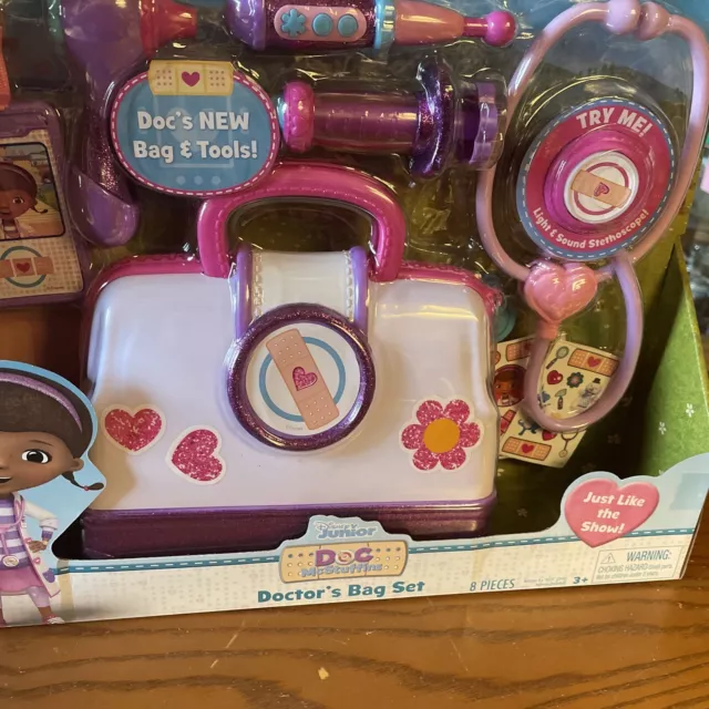 Doc McStuffins Doctor's Bag Set W/ Tools 8 pcs Light & Sound Play Stethoscope