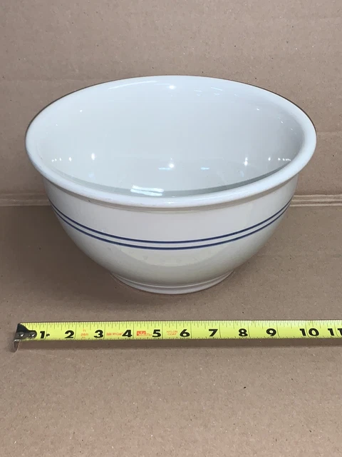 Stoneware 2 Blue Stripe Mixing Bowl Large 10-1/2” Farmhouse Country Farm Decor