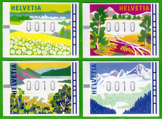 1996 Schweiz Suisse ATM 7-10 Landschaften / Serie 10Rp. ** Frama Automatenmarken