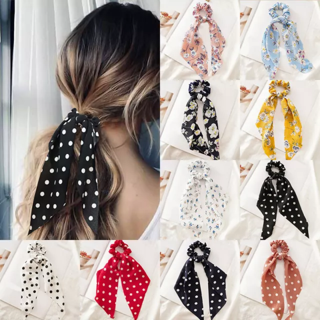 Uk Boho Imprimé Queue De Cheval Écharpe Cheveux Noeud Papillon Point Floral R