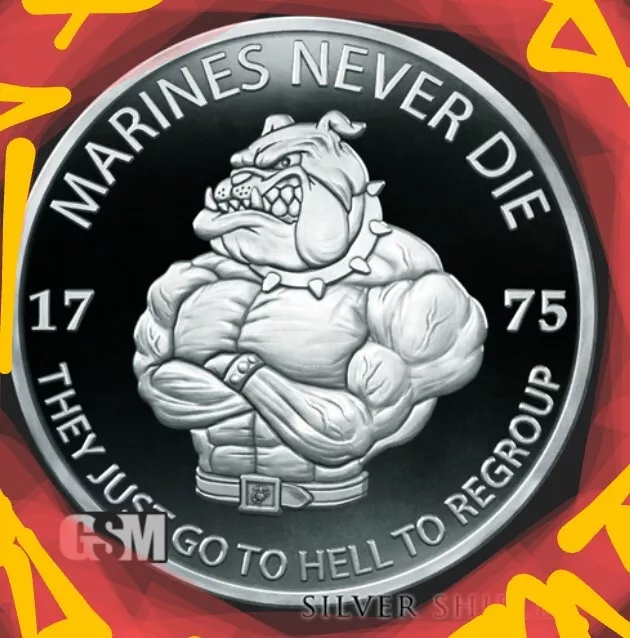 2023 1 oz Marines Never Die  PROOF - Silver Shield "PRESALE"wth Box N Coa