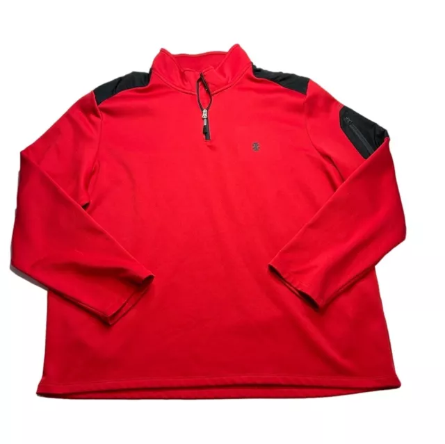 IZOD PERFORMX MEN’S Red Black 1/4 Zip Fleece Pullover Activewear Jacket ...