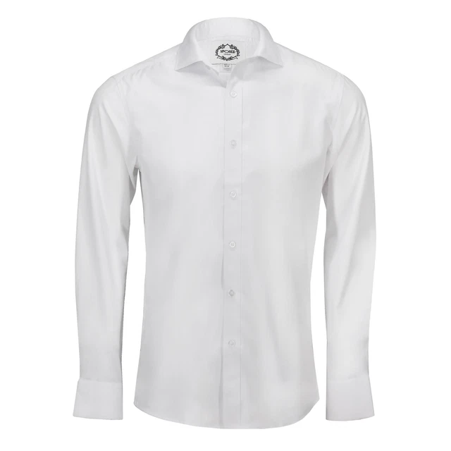 Camicia abito da uomo formale tux bianco ferro facile cotone ottone aderente su misura