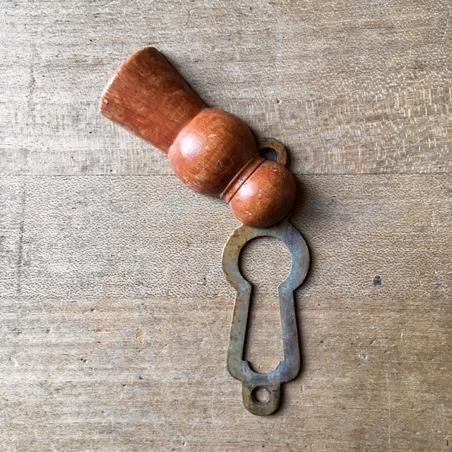 Vintage Escutcheon Keyhole Wooden Antique Door Hardware Victorian Old Salvage