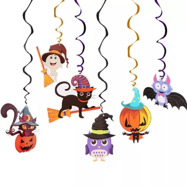 6pcs Techo Colgante Remolino Fantasma Calabaza Búho Fiesta Halloween Decoración