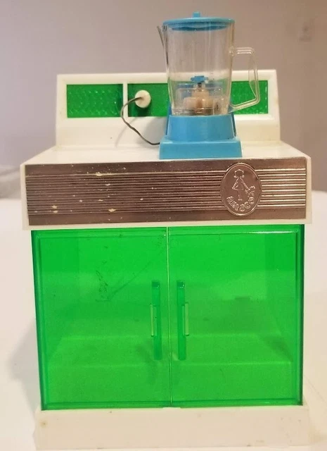 1969 AMSCO TOYS Appliance Cabinet with plug in Working Blender 